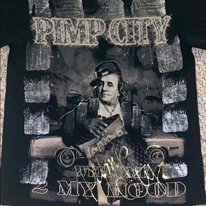 Pimp City Welcome 2 My Hood Short Sleeve T-Shirt King Clothing Size XL